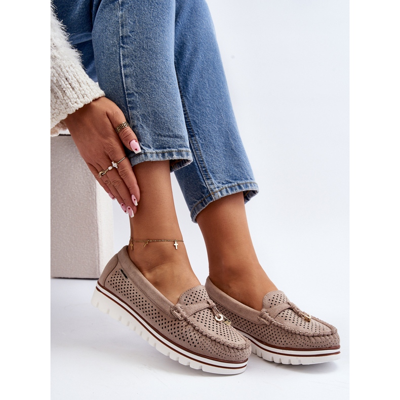 Mocassini Traforati da Donna Twista Beige 1