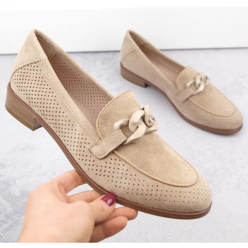 Potocki W WOL211B scarpe traforate in pelle scamosciata, beige 1