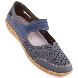 Scarpe Rieker W RKR648 in pelle blu traforata 1