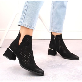 Stivaletti in pelle scamosciata con tacco alto Potocki W WOL213A, neri nero 2