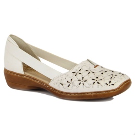 Scarpe Rieker W RKR442B in pelle traforata, bianche bianco 1