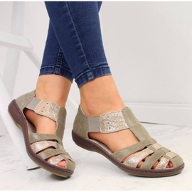 Sandali T.Sokolski W SCA168A in pelle, beige e oro 2