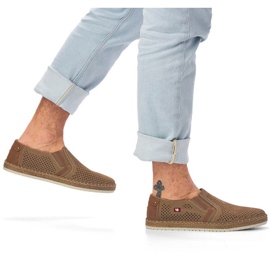 Scarpe in pelle traforata Rieker M RKR503A, beige 1