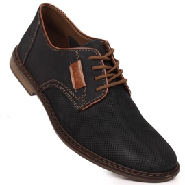 Comode scarpe in pelle Rieker M RKR576 blu navy 1