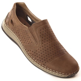 Scarpe in pelle traforata Rieker M RKR198A marrone 1