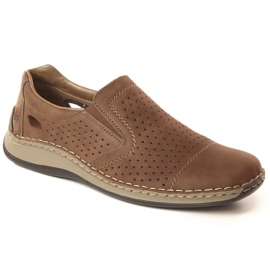 Scarpe in pelle traforata Rieker M RKR198A marrone 2