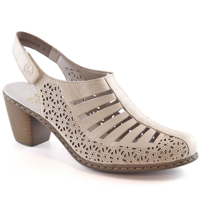 Sandali Rieker W RKR49B in pelle con tacco alto, colore beige 1