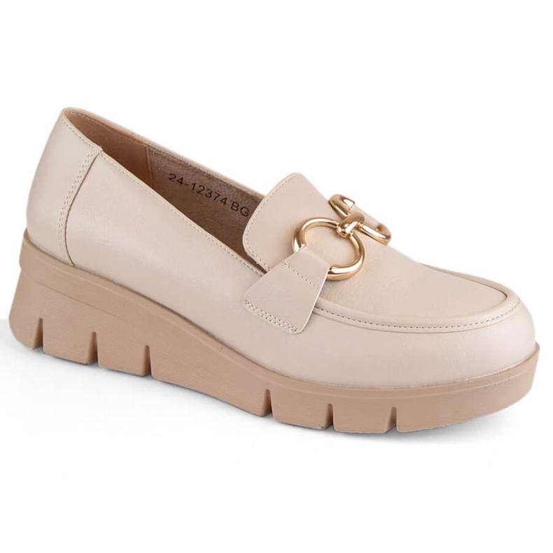 Mocassini con zeppa Potocki W WOL209, beige 1