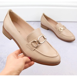 Scarpe da donna, mocassini con catena, beige Vinceza 58270 1