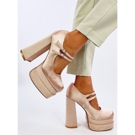 Prandi Décolleté con plateau in raso beige 2