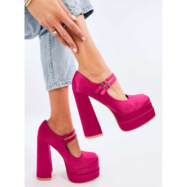 Prandi Décolleté con plateau in raso fucsia rosa 1