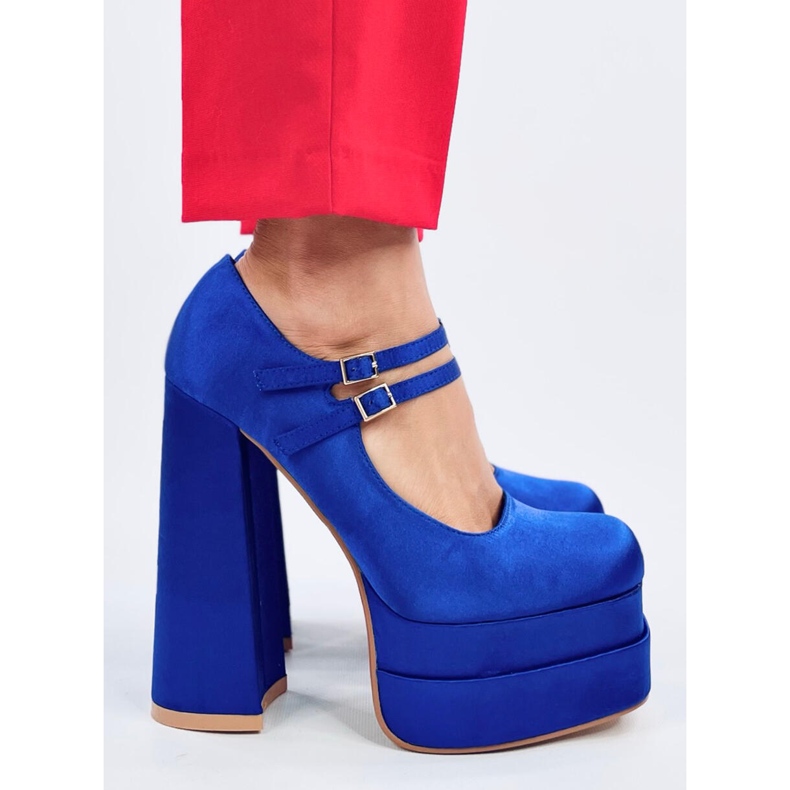 Prandi Décolleté con plateau in raso blu 2