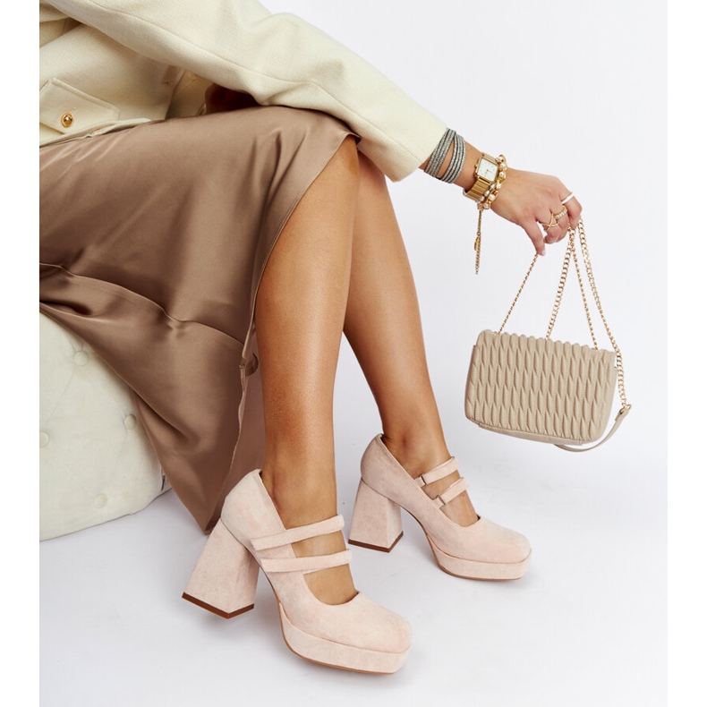 Décolleté rosa chiaro con tacco massiccio Cher 1