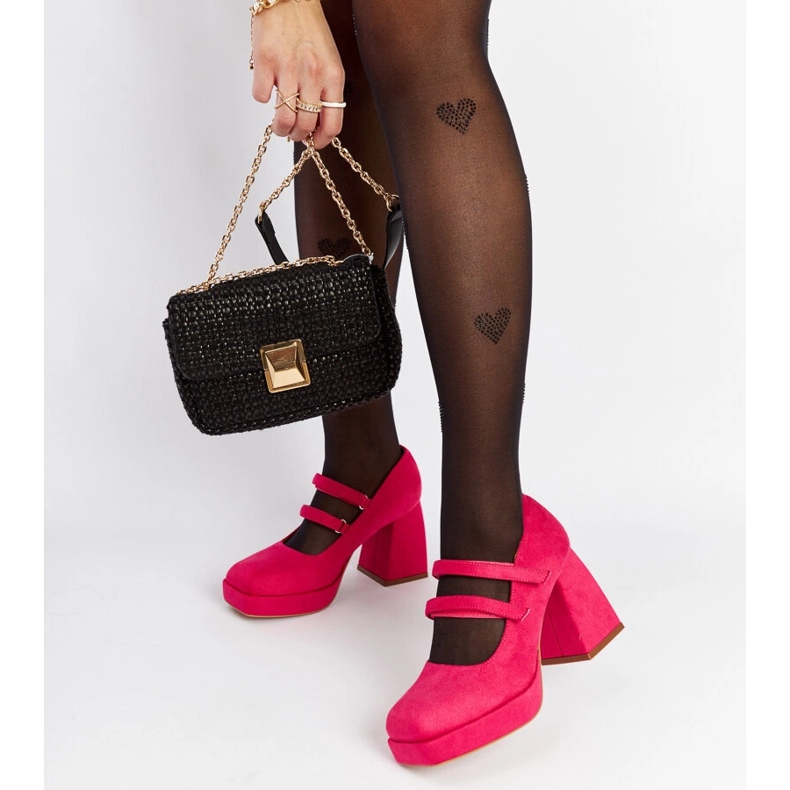 Décolleté rosa Cher con tacco massiccio 1