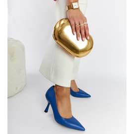Tacchi a spillo blu con tacco basso 1