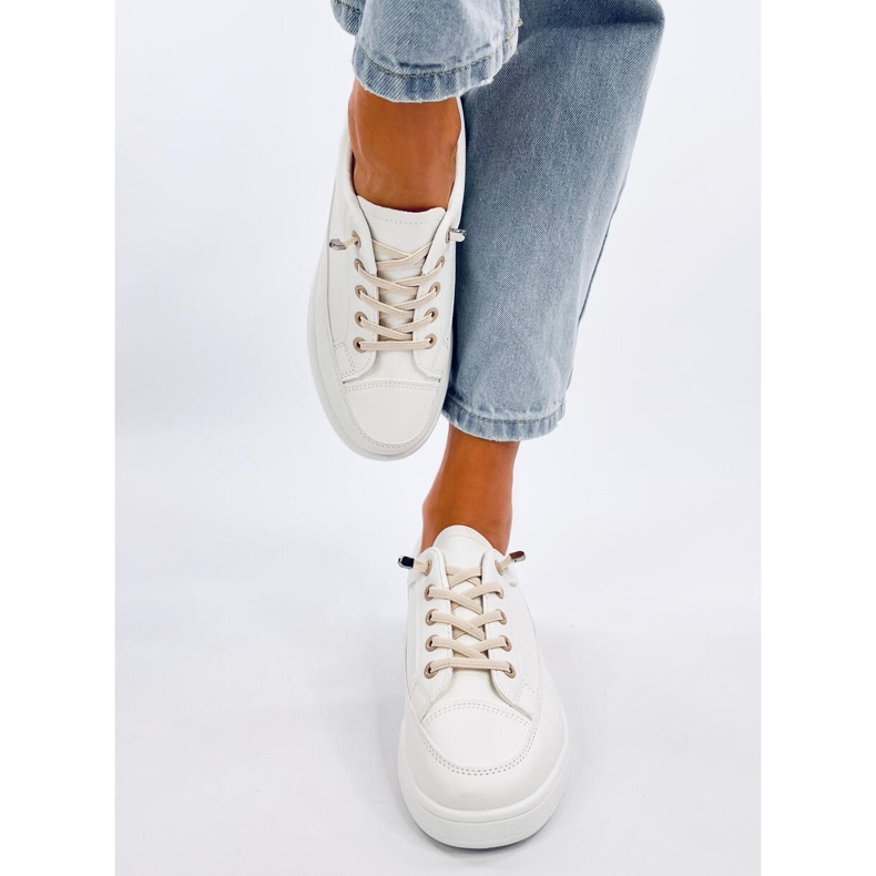Stock Scarpe da ginnastica da donna beige bianca 2