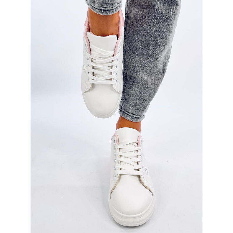 Sneakers con zeppa Maes rosa bianco 1