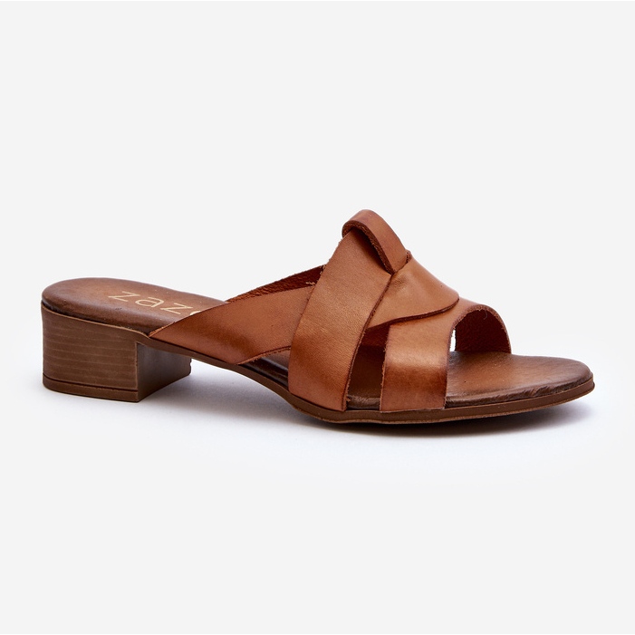 Zazoo 40236 Pantofole in Pelle da Donna con Tacco Basso Marrone 2
