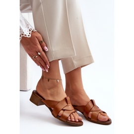 Zazoo 40236 Pantofole in Pelle da Donna con Tacco Basso Marrone 1