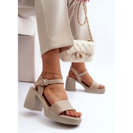 Zazoo 40386 Sandali in pelle da donna su un blocco, Beige 1