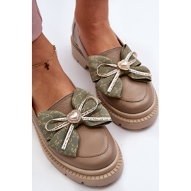 Mocassini da Donna in Pelle con Fiocco Laura Messi 2787 Beige 1