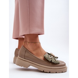 Mocassini da Donna in Pelle con Fiocco Laura Messi 2787 Beige 2