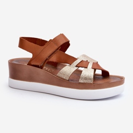 Zazoo 40397 Sandali in pelle da donna con plateau, Marrone 2