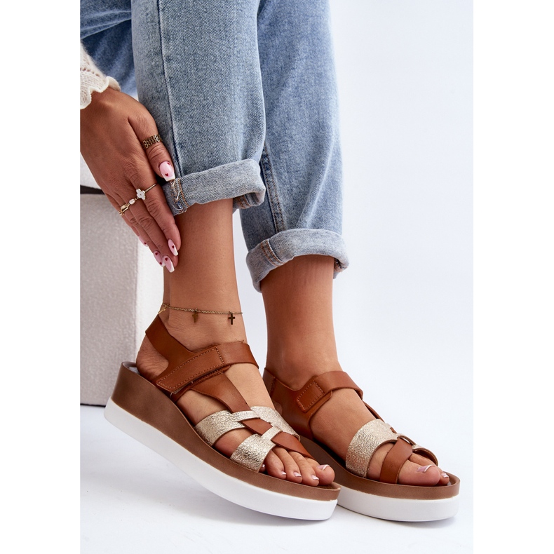Zazoo 40397 Sandali in pelle da donna con plateau, Marrone 1