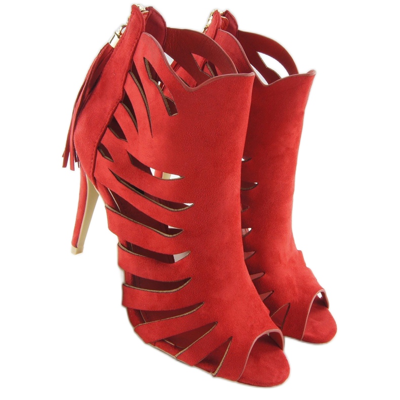 Openwork 1214 Tacchi rossi sfrangiati rosso 1