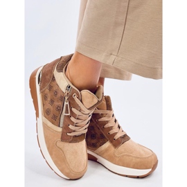 Sneakers con zeppa Telts color kaki marrone 2