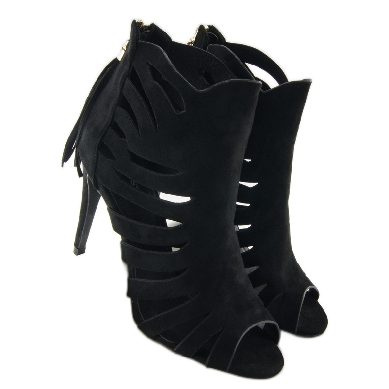 Openwork 1214 Tacchi neri sfrangiati nero 2