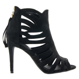 Openwork 1214 Tacchi neri sfrangiati nero 1