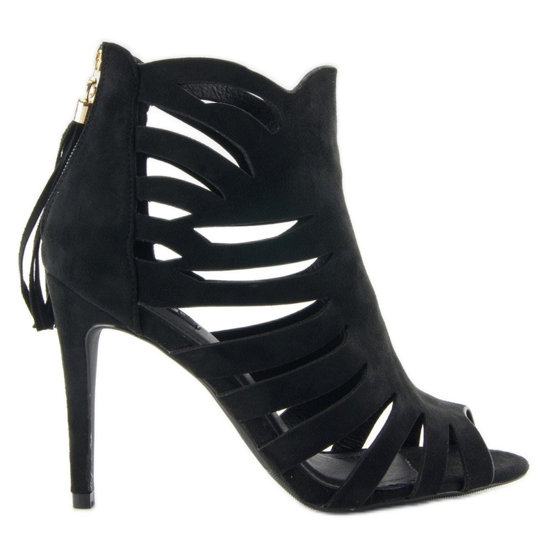 Openwork 1214 Tacchi neri sfrangiati nero 1