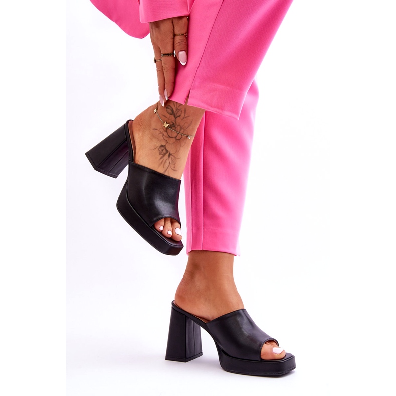 Sweet Shoes Pantofole tacco alto in pelle nera nero 1