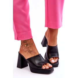 Sweet Shoes Pantofole tacco alto in pelle nera nero 5