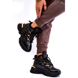 Stivali da trekking per scarpe sportive isolate da donna con una catena dorata nera nero 3