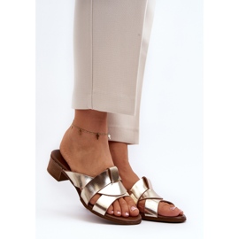 Zazoo 40236 Pantofole da Donna in Pelle con Tacco Basso, Oro d'oro 2