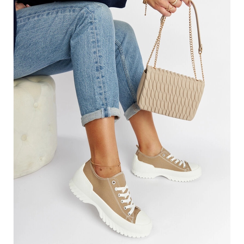 Sneaker Monteleone con plateau beige 1