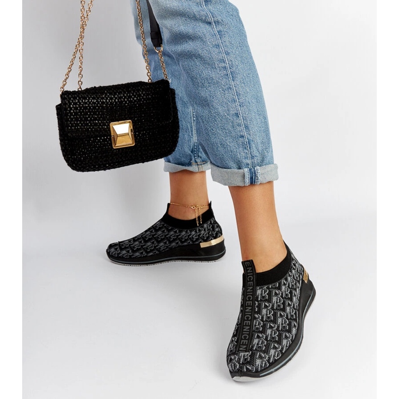 Scarpe Slip On Tartano nere e grigie nero 1