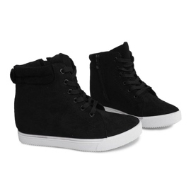 Scarpe da ginnastica con zeppa TL089 Nere nero 1