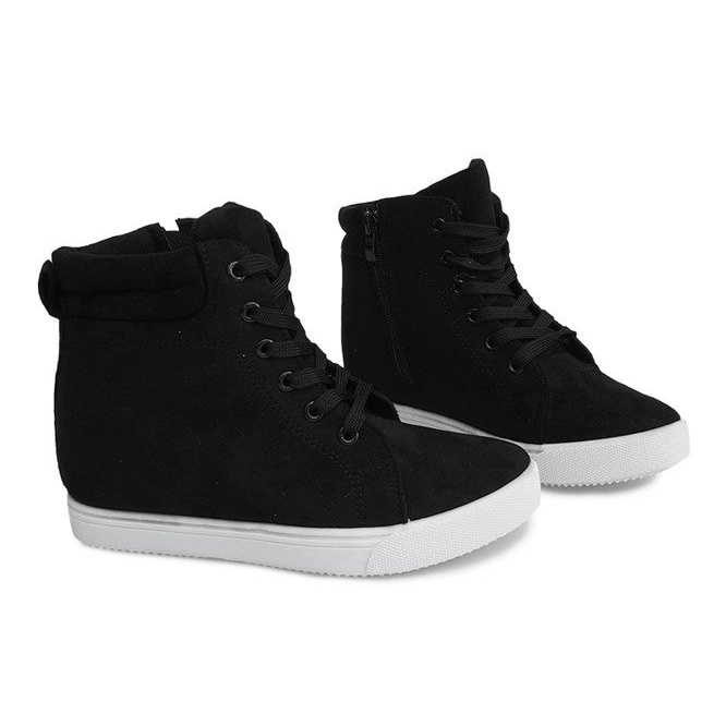 Scarpe da ginnastica con zeppa TL089 Nere nero 1