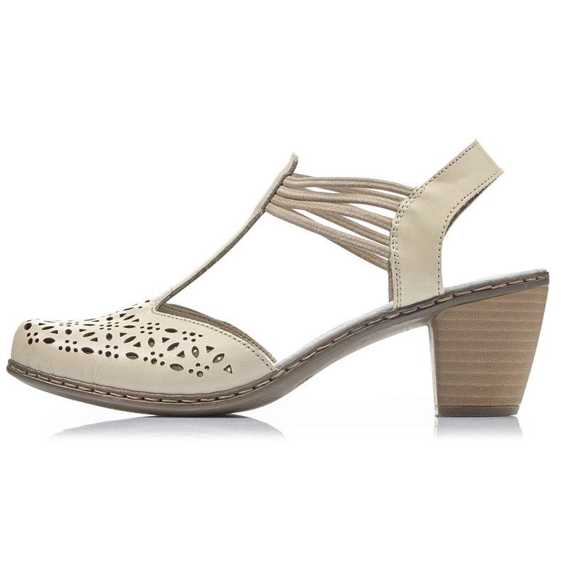 Sandali da donna in pelle, beige Rieker 40969-80 2