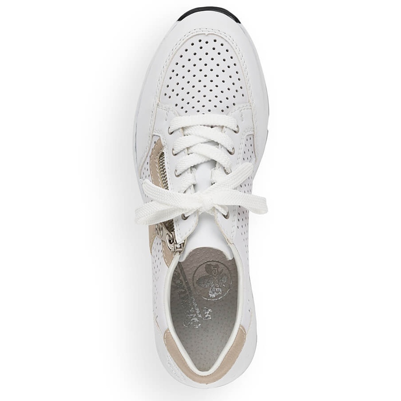 Rieker N6304-80 zeppa in pelle bianca bianco 1
