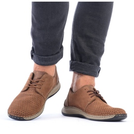Scarpe da uomo in pelle traforata marrone Rieker 05226-24 1