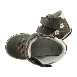 Scarpe in pelle femminile con fiori bianchi 91904 grigio bartek 6