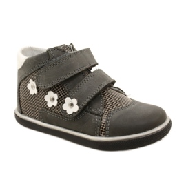 Scarpe in pelle femminile con fiori bianchi 91904 grigio bartek 1