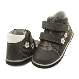 Scarpe in pelle femminile con fiori bianchi 91904 grigio bartek 4