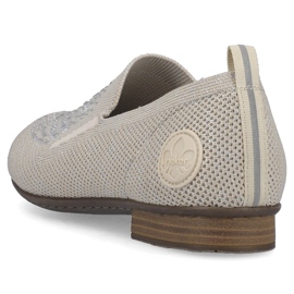 Comode scarpe slip-on da donna con tacco basso Rieker 51989-64 beige 1