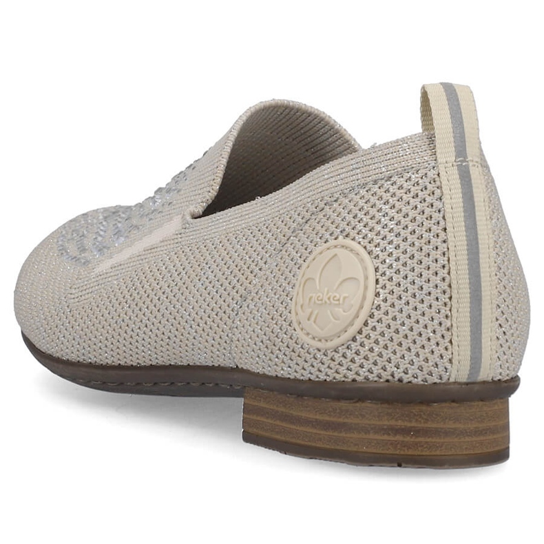 Comode scarpe slip-on da donna con tacco basso Rieker 51989-64 beige 1
