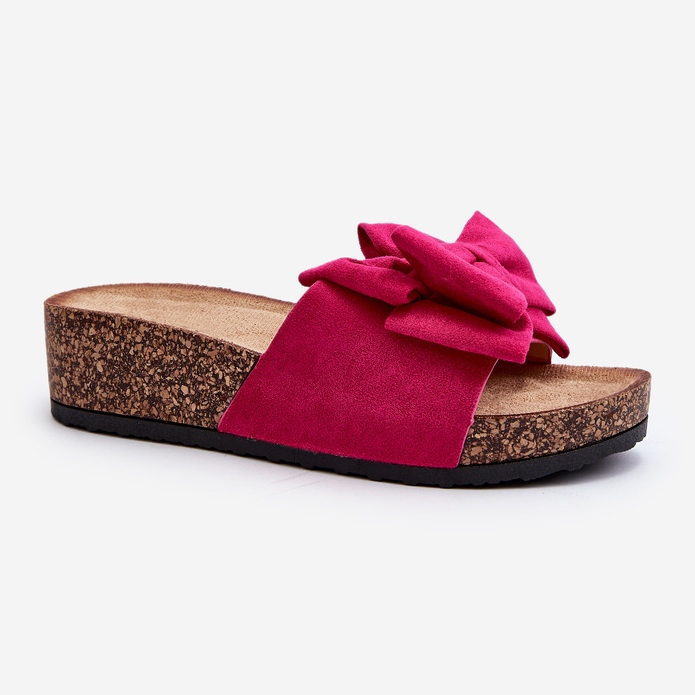 Infradito da donna con plateau in sughero e fiocco fucsia Tarena rosa 2